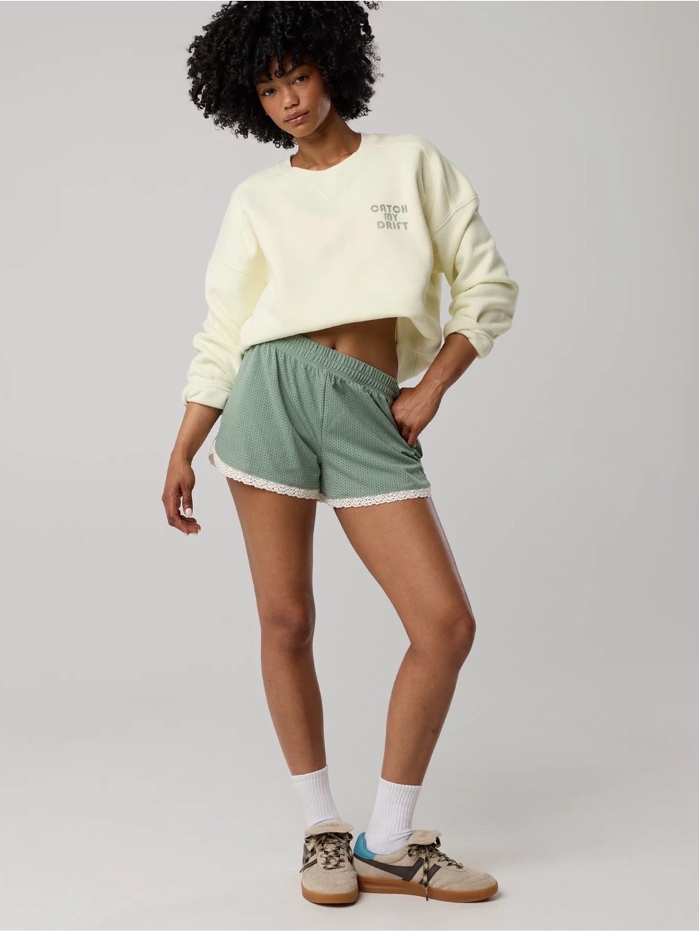 NWT Offline by Aerie Mesh Lace Running Shorts in Hiker Olive - Women’s Size XS